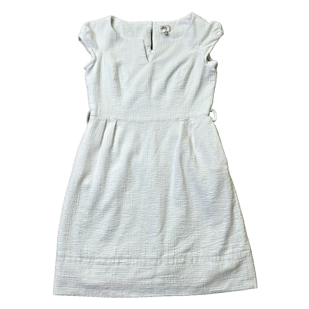 Milly Women's Dress White 12 Classic A-Line Y2K with Pockets Cotton